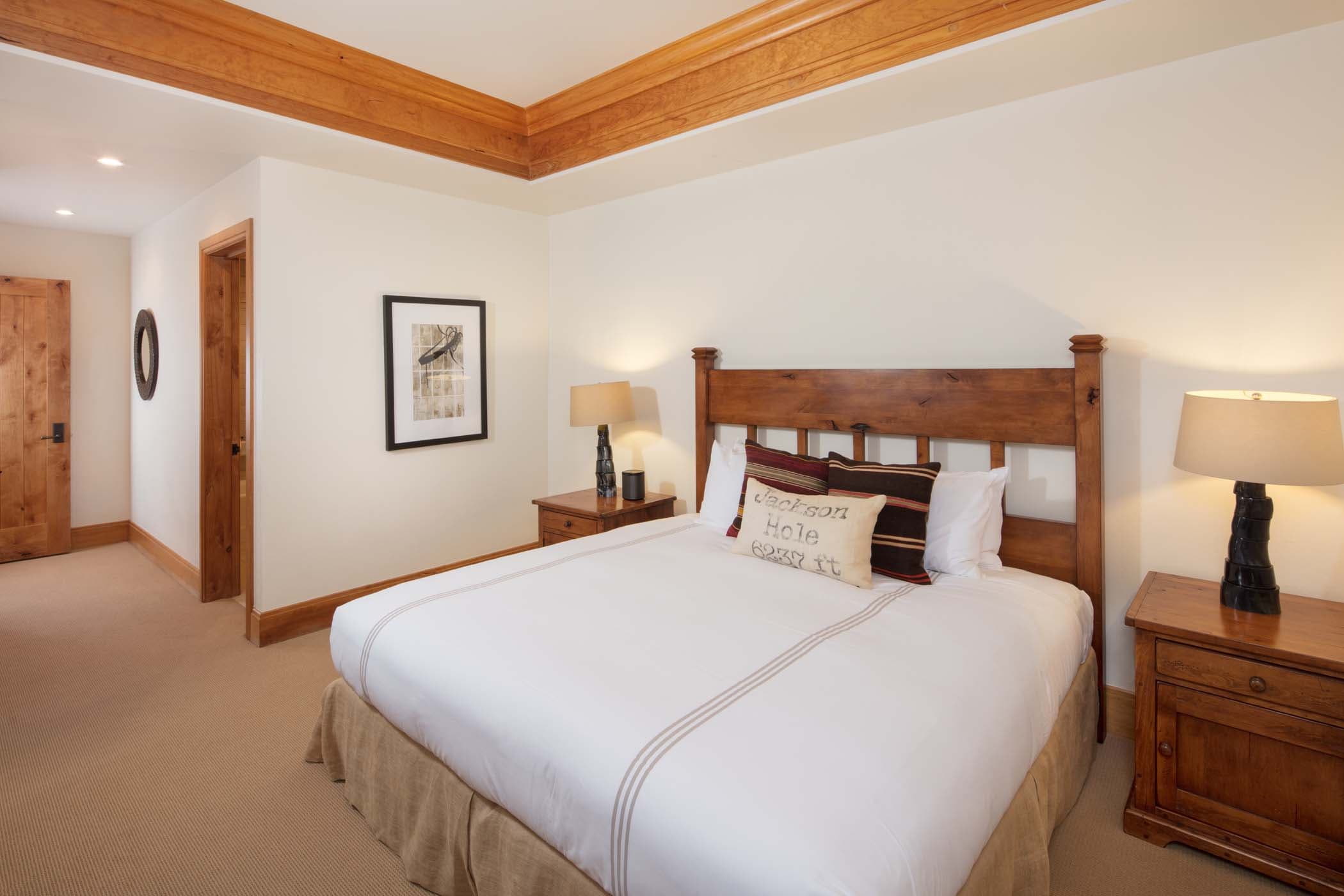 Interior of Jackson Hole Crystal Springs Lodge Sweetwater Bedroom at Teton Private Residences
