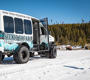 Snowcoach bus ready to go up the mountain. Snowcoach bus ready to go up the mountain.