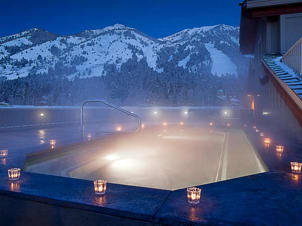 Misty heated outdoor pool in the snow. Misty heated outdoor pool in the snow.